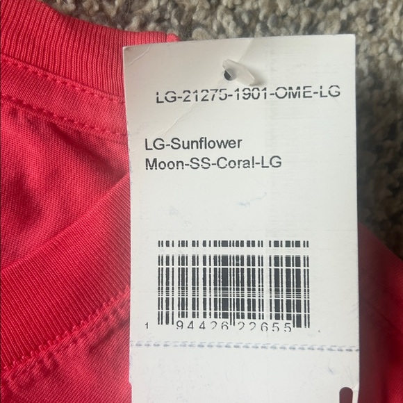 Lily Grace Sunflower & Crescent Moon Coral T-Shirt front chest pocket Nee L & XL - Picture 11 of 15